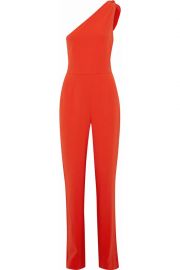 One-shoulder crepe jumpsuit red at The Outnet